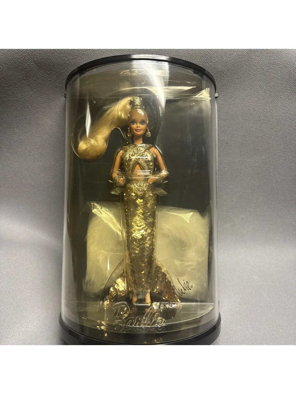 Bob Mackie Gold Barbie 1990 Limited Edition in Display Case Not Mint